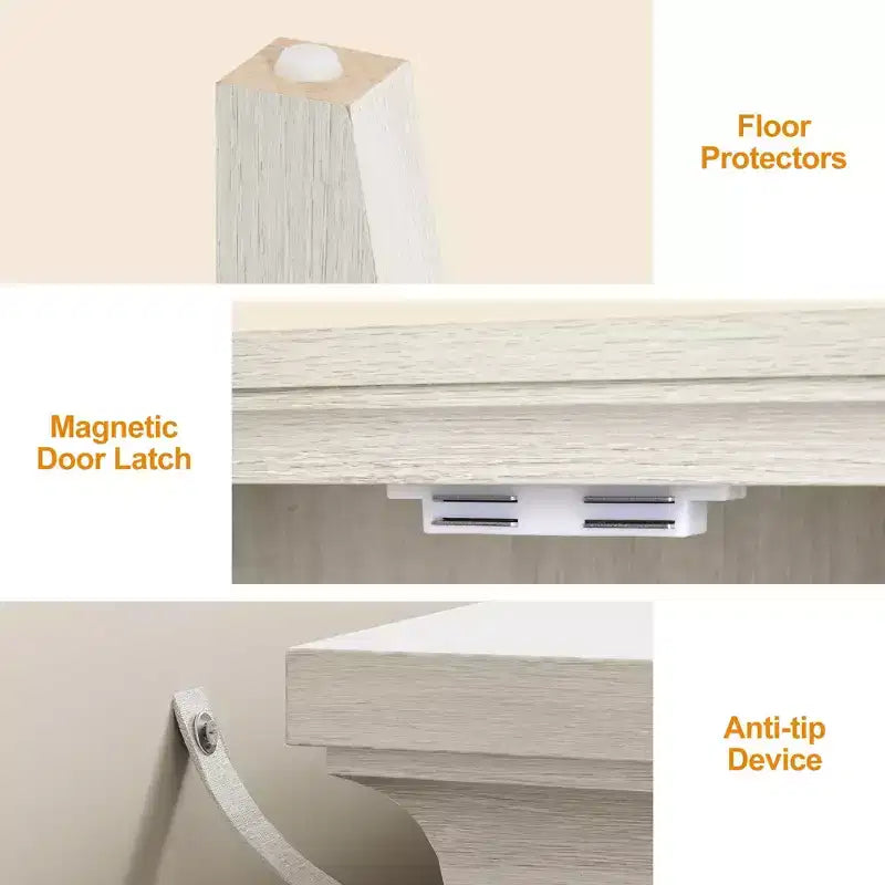 Buffet de cuisine avec portes, étagères réglables, blanc
