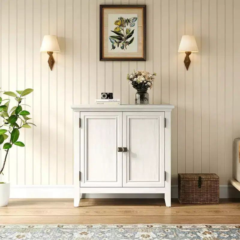 Buffet de cuisine avec portes, étagères réglables, blanc