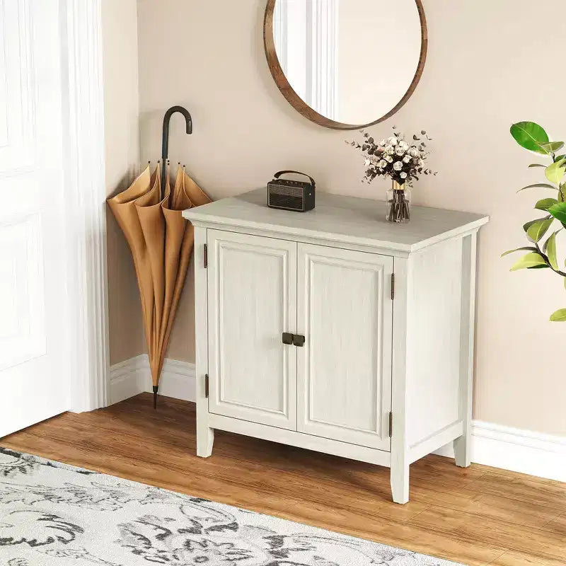 Buffet de cuisine avec portes, étagères réglables, blanc