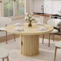 Farmhouse 47 Round Dining Table for 4-6  2-Layer Storage Shelf &amp; Drawer  Space-Saving Circle Table  Ideal for Dining Room, Kitchen, Living Room