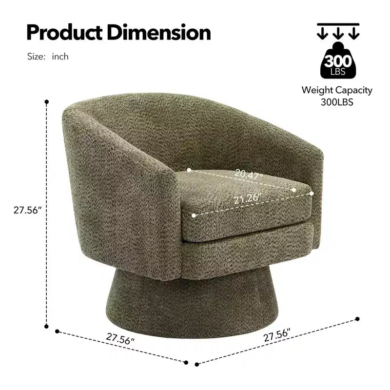 Fauteuil d'appoint pivotant à 360° en tissu chenille pour la lecture avec rangement dissimulé
