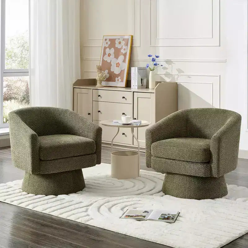 Fauteuil d'appoint pivotant à 360° en tissu chenille pour la lecture avec rangement dissimulé