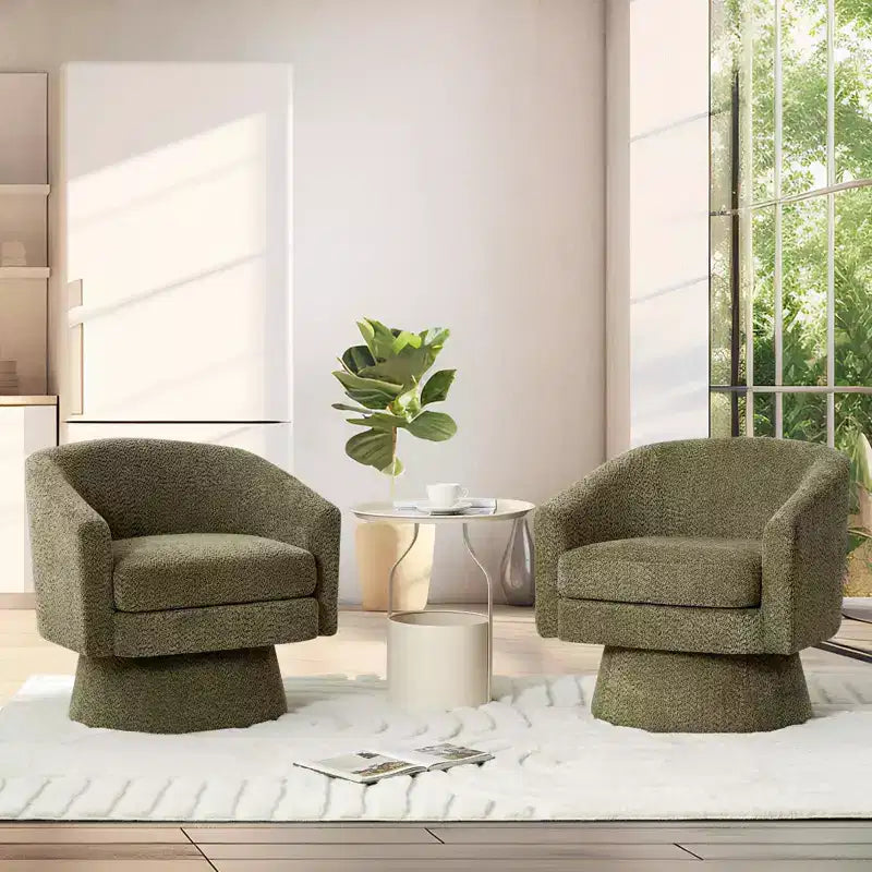 Fauteuil d'appoint pivotant à 360° en tissu chenille pour la lecture avec rangement dissimulé