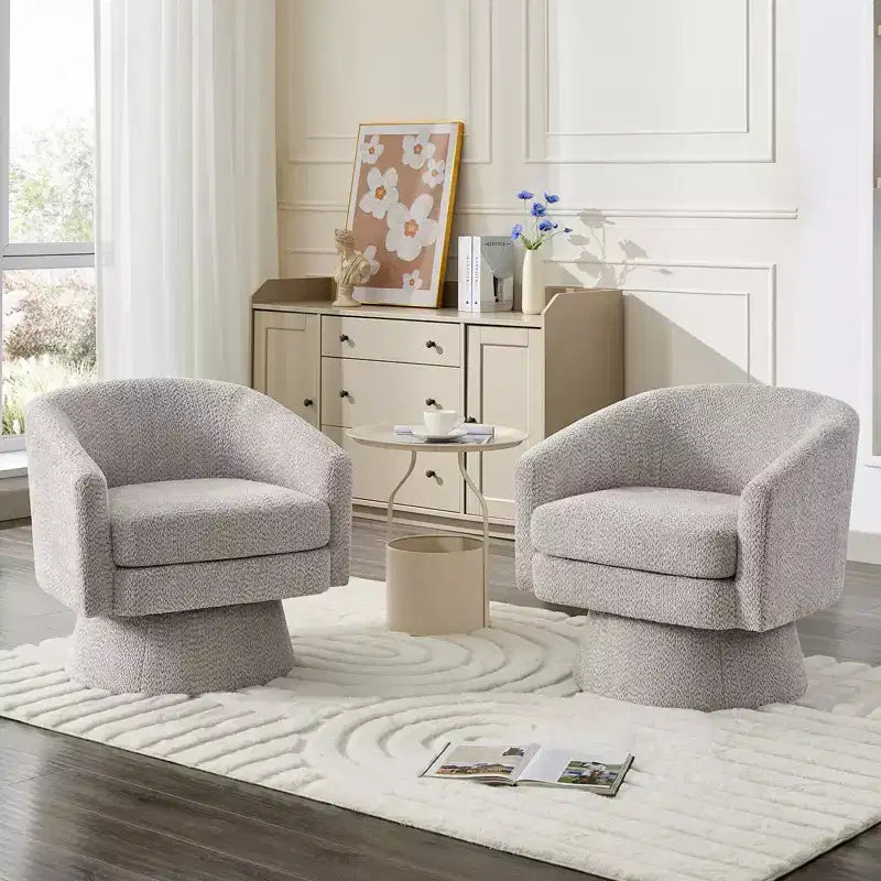Fauteuil d'appoint pivotant à 360° en tissu chenille pour la lecture avec rangement dissimulé