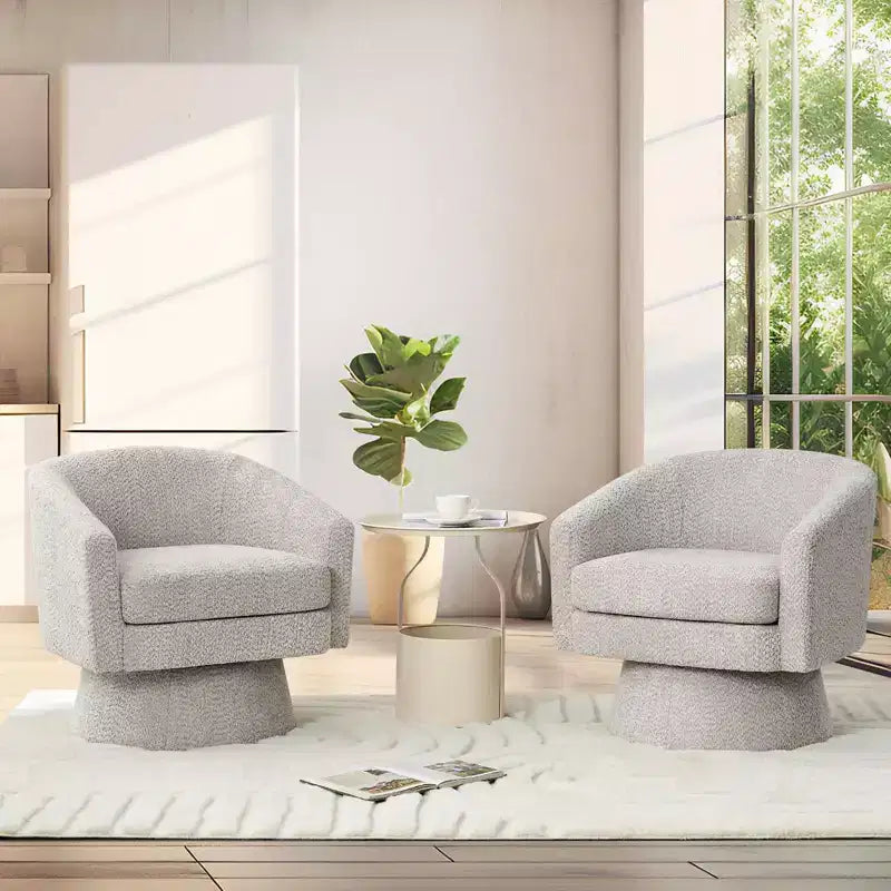 Fauteuil d'appoint pivotant à 360° en tissu chenille pour la lecture avec rangement dissimulé