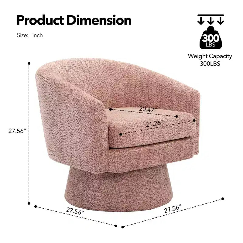 Fauteuil d'appoint pivotant à 360° en tissu chenille pour la lecture avec rangement dissimulé