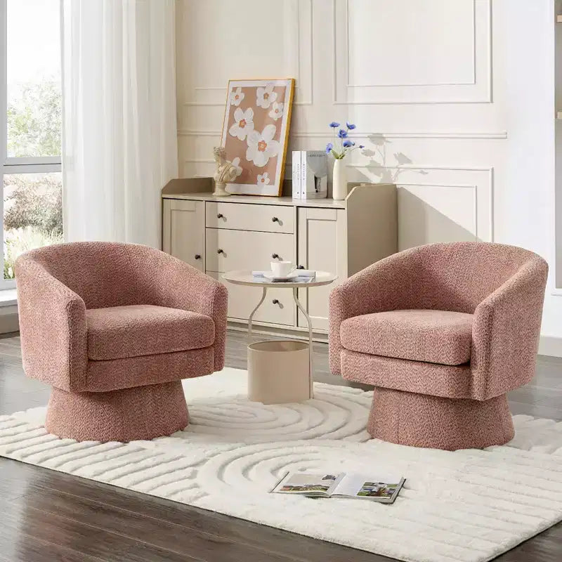 Fauteuil d'appoint pivotant à 360° en tissu chenille pour la lecture avec rangement dissimulé