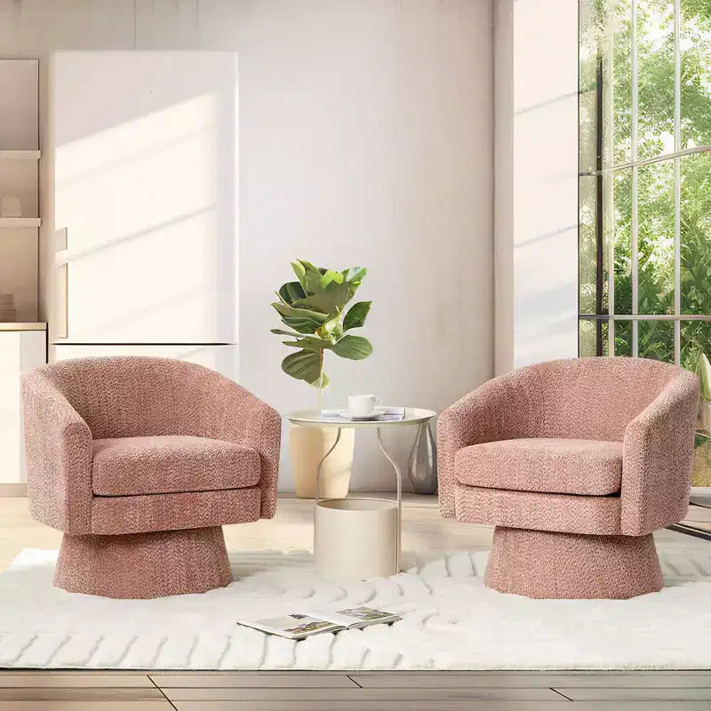 Fauteuil d'appoint pivotant à 360° en tissu chenille pour la lecture avec rangement dissimulé
