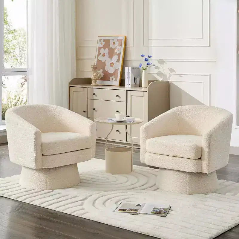 Fauteuil d'appoint pivotant à 360° en tissu chenille pour la lecture avec rangement dissimulé