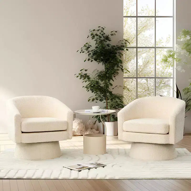 Fauteuil d'appoint pivotant à 360° en tissu chenille pour la lecture avec rangement dissimulé