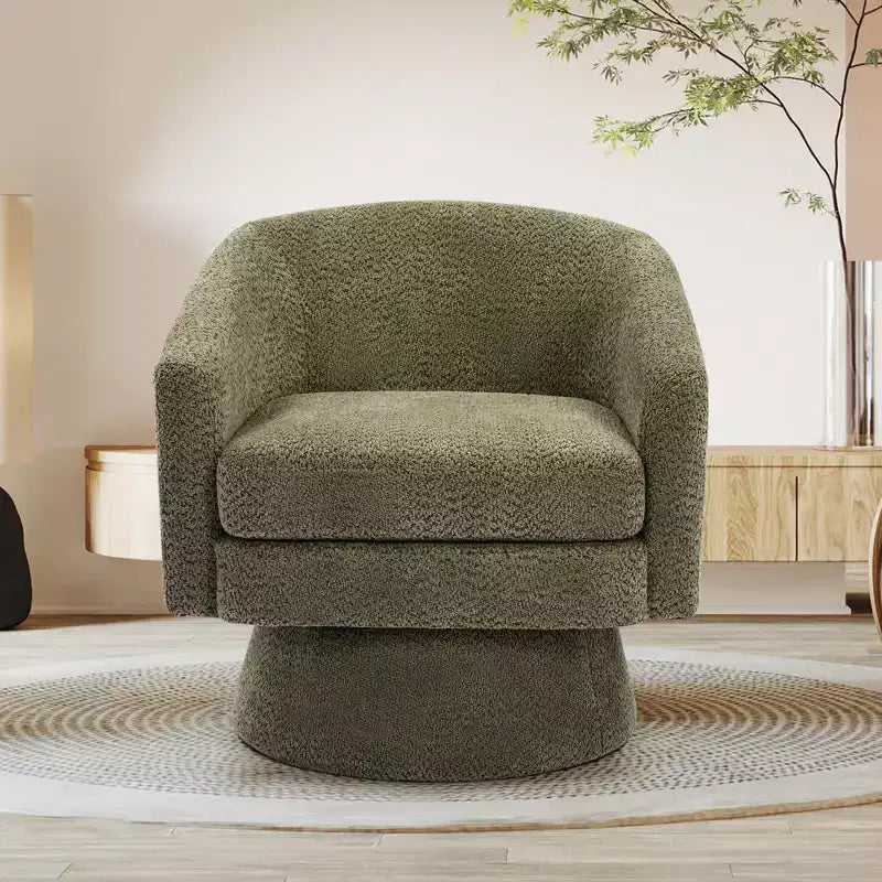 Fauteuil d'appoint pivotant à 360° en tissu chenille pour la lecture avec rangement dissimulé