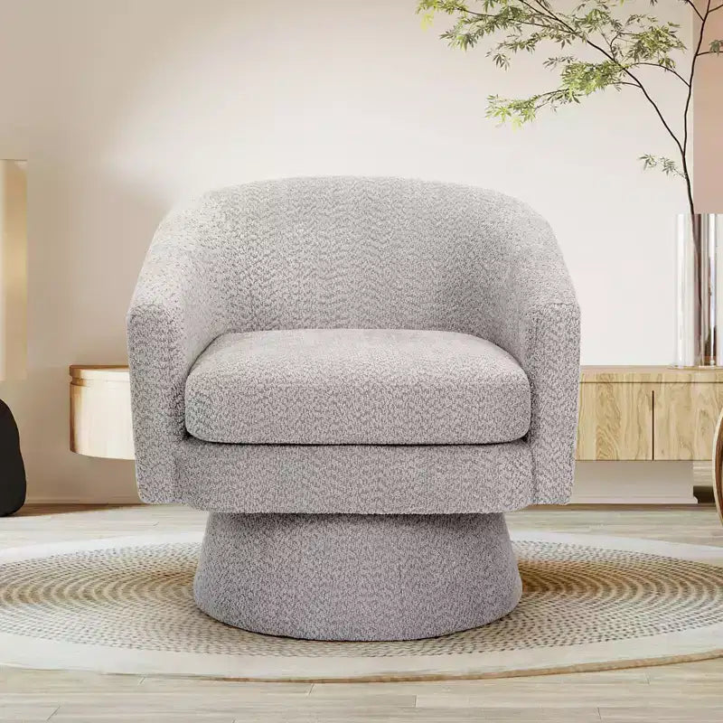 Fauteuil d'appoint pivotant à 360° en tissu chenille pour la lecture avec rangement dissimulé