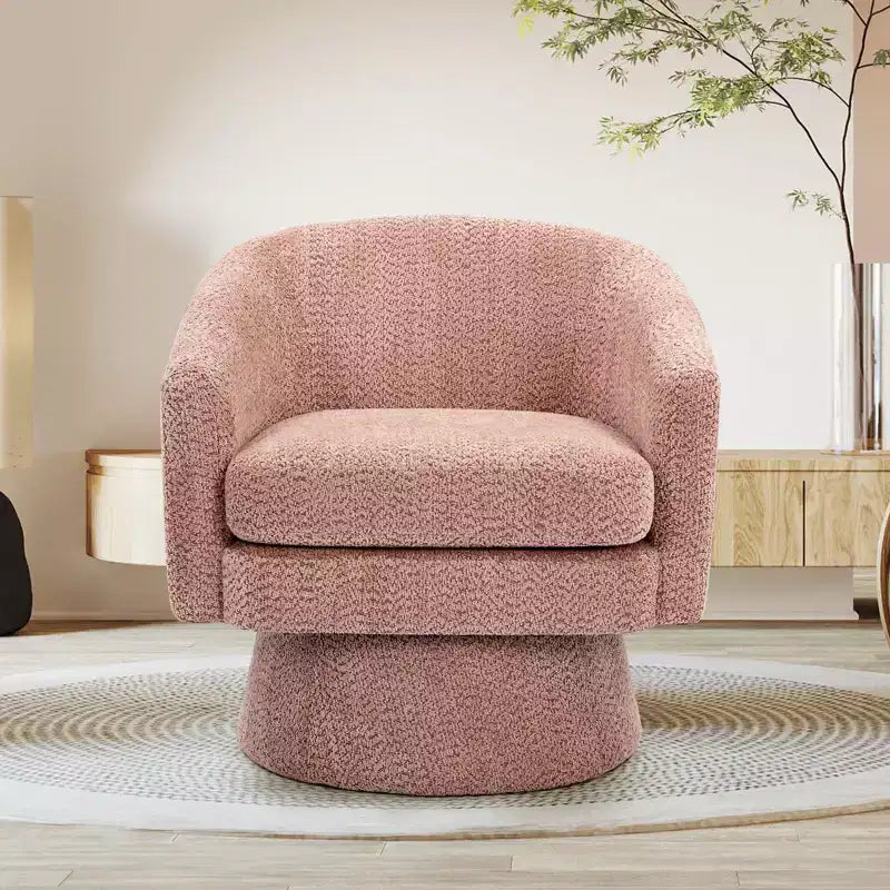 Fauteuil d'appoint pivotant à 360° en tissu chenille pour la lecture avec rangement dissimulé