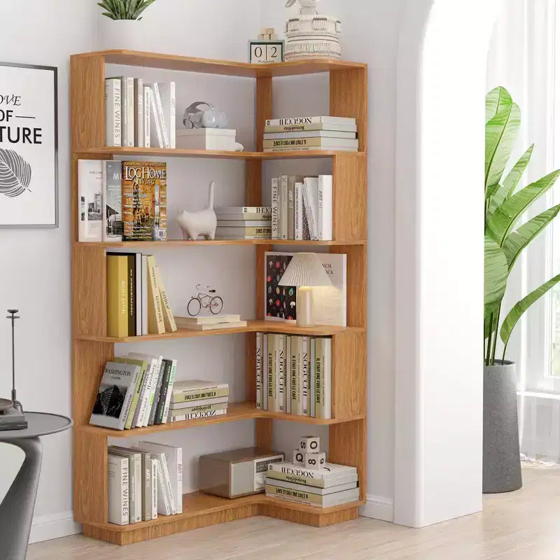 Bibliothèque d'angle autoportante à 5 étagères en forme de L