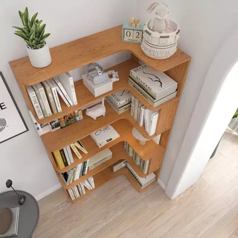 Bibliothèque d'angle autoportante à 5 étagères en forme de L