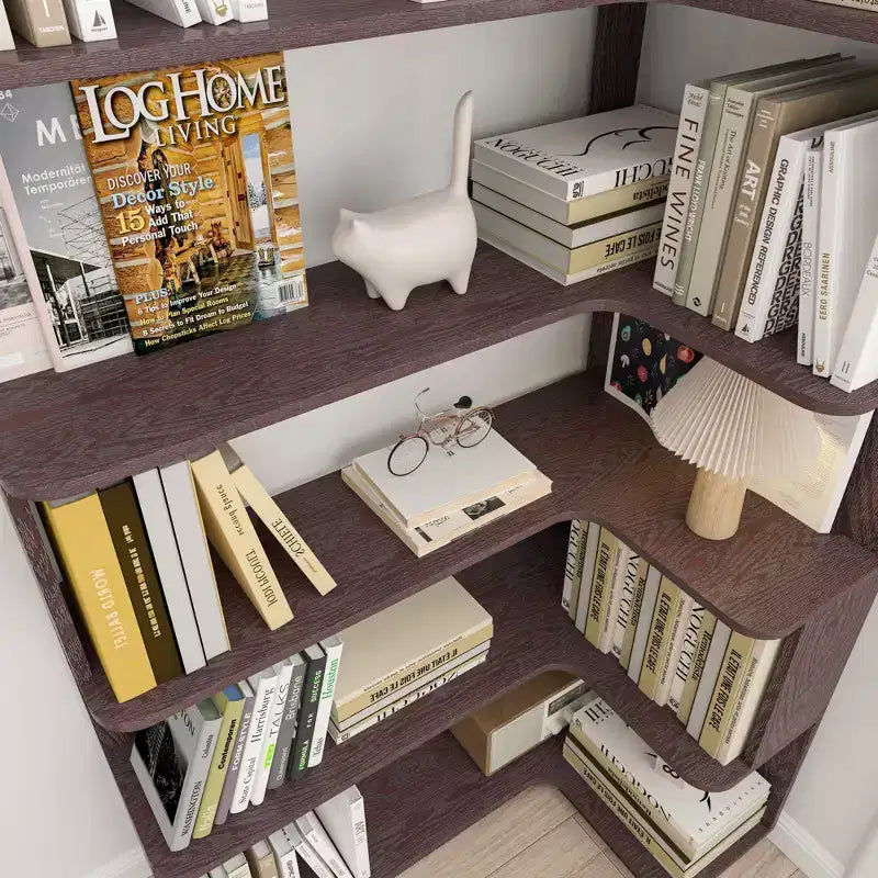 Bibliothèque d'angle autoportante à 5 étagères en forme de L