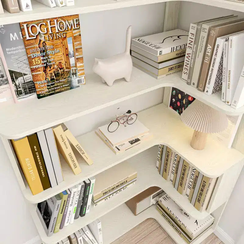 Bibliothèque d'angle autoportante à 5 étagères en forme de L