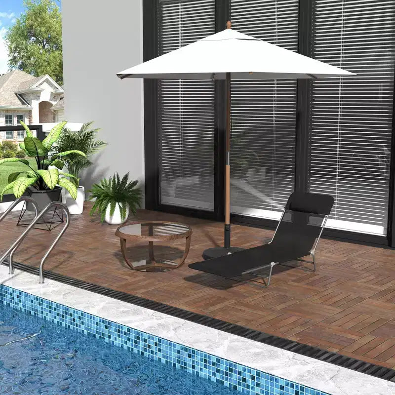 Chaise longue pliante avec oreiller, inclinable sur 6 positions
