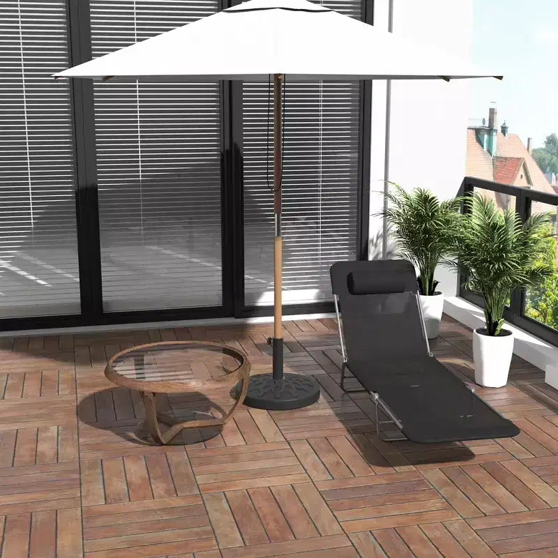 Chaise longue pliante avec oreiller, inclinable sur 6 positions