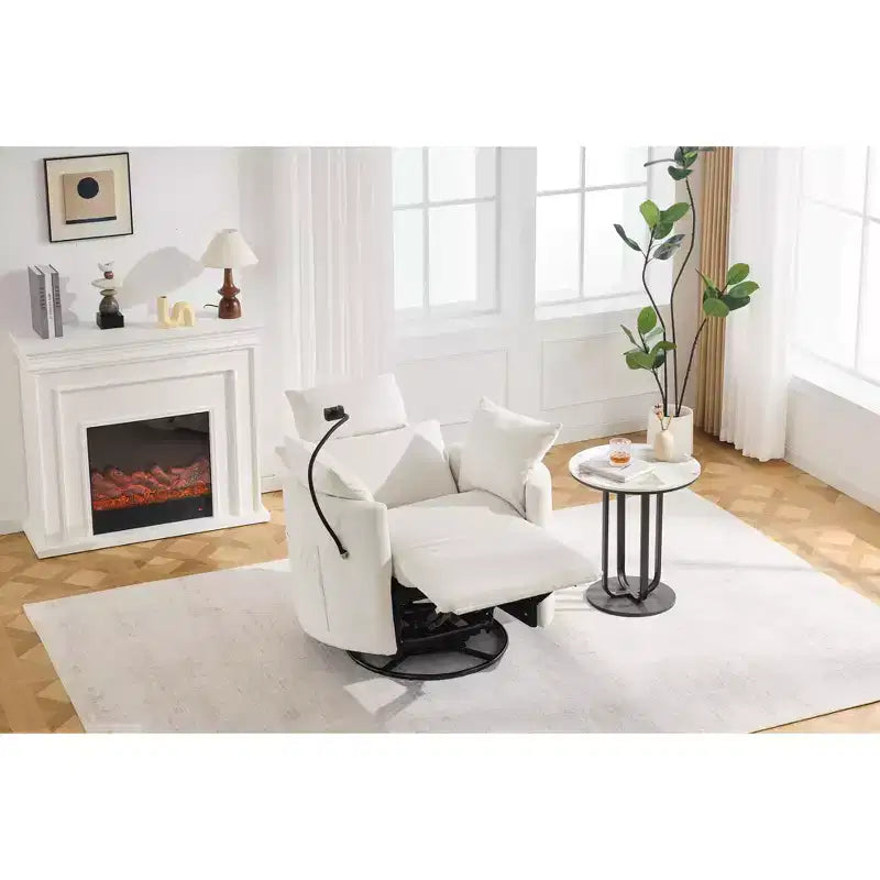 Fauteuil inclinable en chenille, fauteuil pivotant à 360° avec dossier et repose-pieds réglables