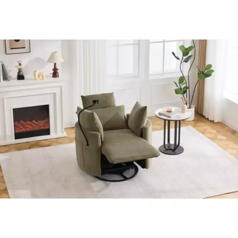 Fauteuil inclinable en chenille, fauteuil pivotant à 360° avec dossier et repose-pieds réglables