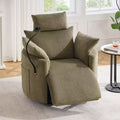 Chenille Recliner Chair, 360 Swivel Armchair with Adjustable Backrest &amp; Footrest, Rocking Chair with Phone Holder, Side Pockets - ModernLuxe