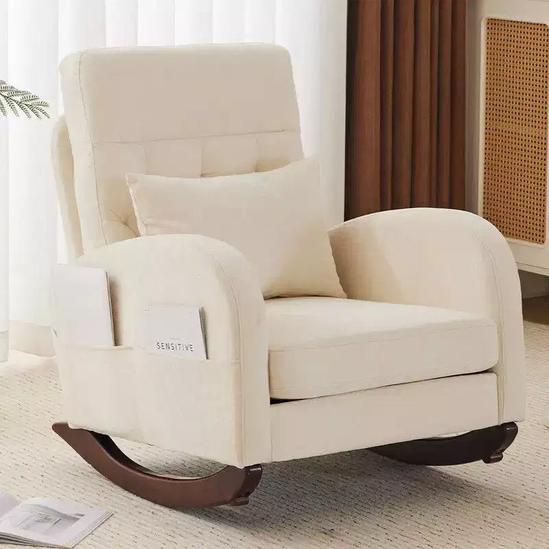 Karl Home Upholstered Beige Rocking Chair