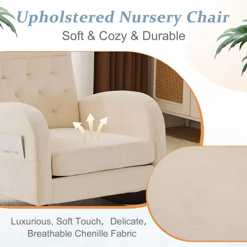 Fauteuil à bascule rembourré beige