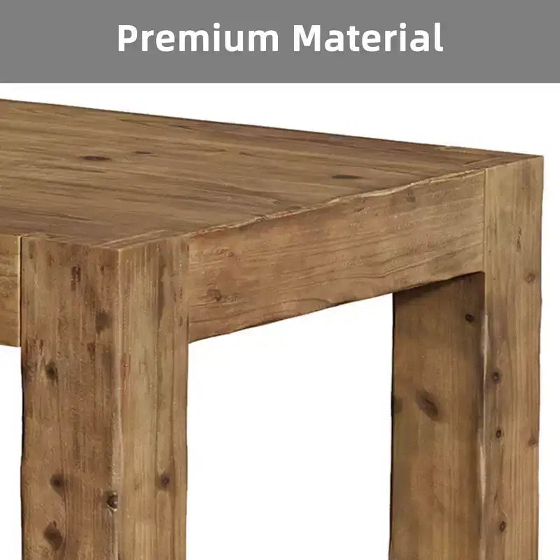 Table de salle à manger de ferme en bois massif, Plateau épais multi-usage de cuisine rustique marron pour 4 à 6 personnes
