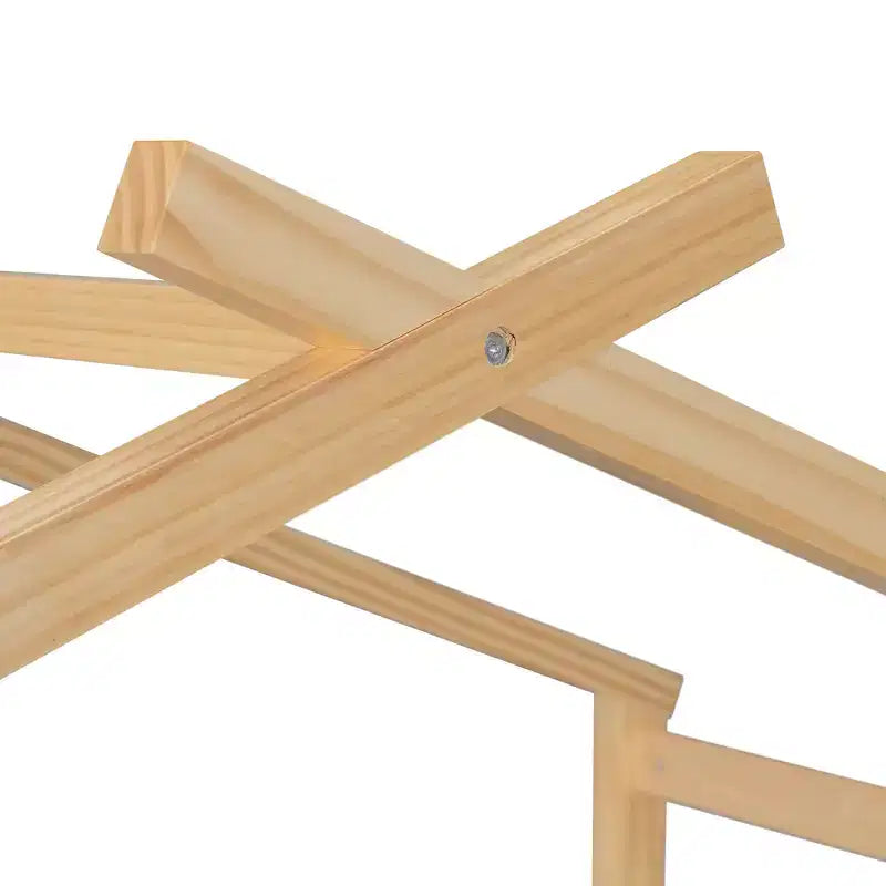 Lit cabane avec lit gigogne double, cadre de lit plateforme en bois pour enfants