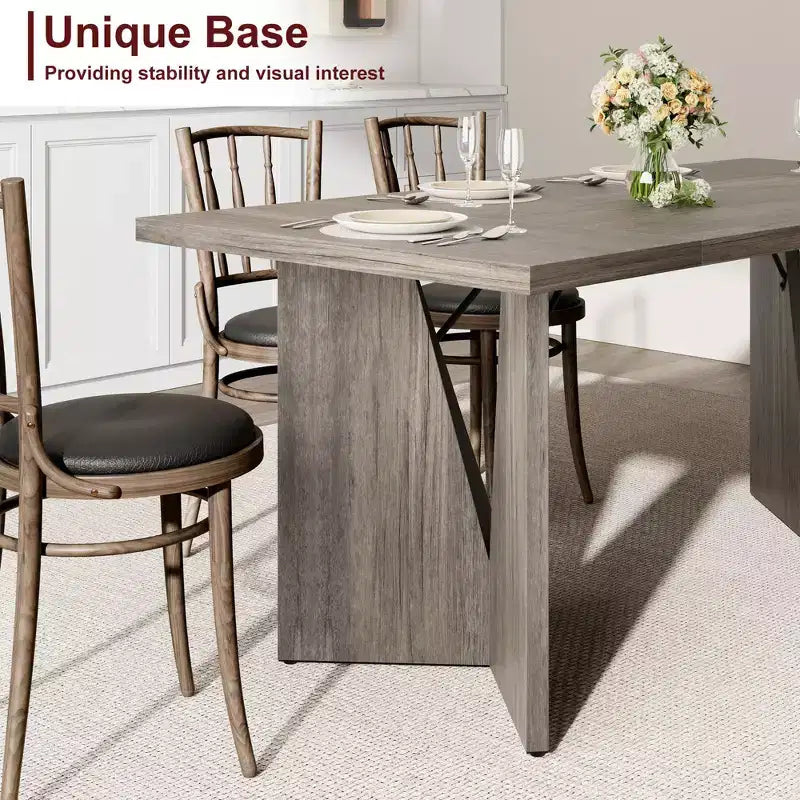 Table de salle à manger rectangulaire moderne en bois 70,9" pour 6 à 8 personnes, grande table de cuisine de style ferme