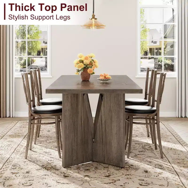 Table de salle à manger rectangulaire moderne en bois 70,9" pour 6 à 8 personnes, grande table de cuisine de style ferme