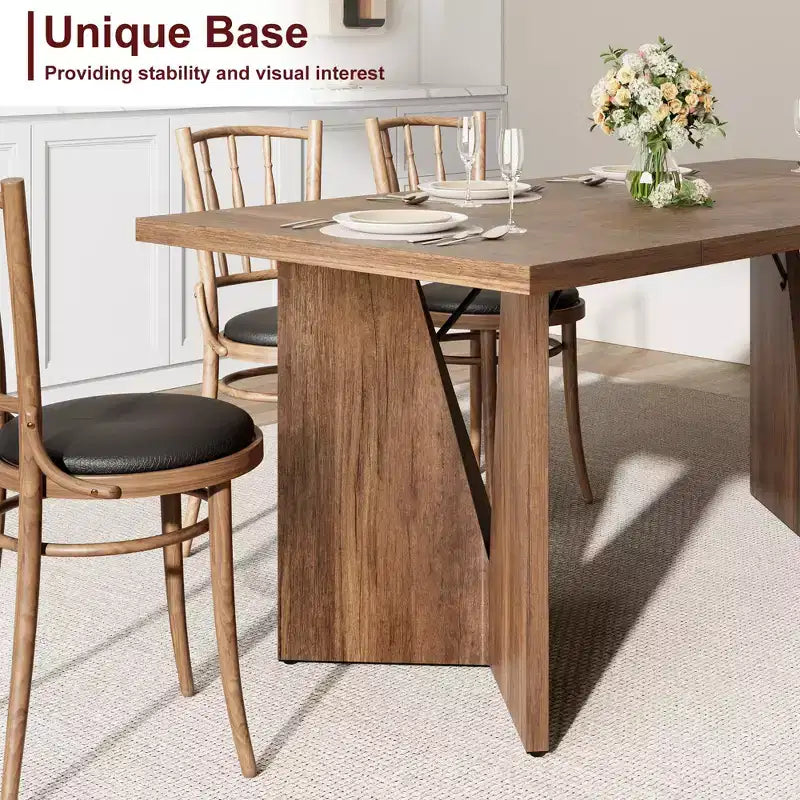 Table de salle à manger rectangulaire moderne en bois 70,9" pour 6 à 8 personnes, grande table de cuisine de style ferme
