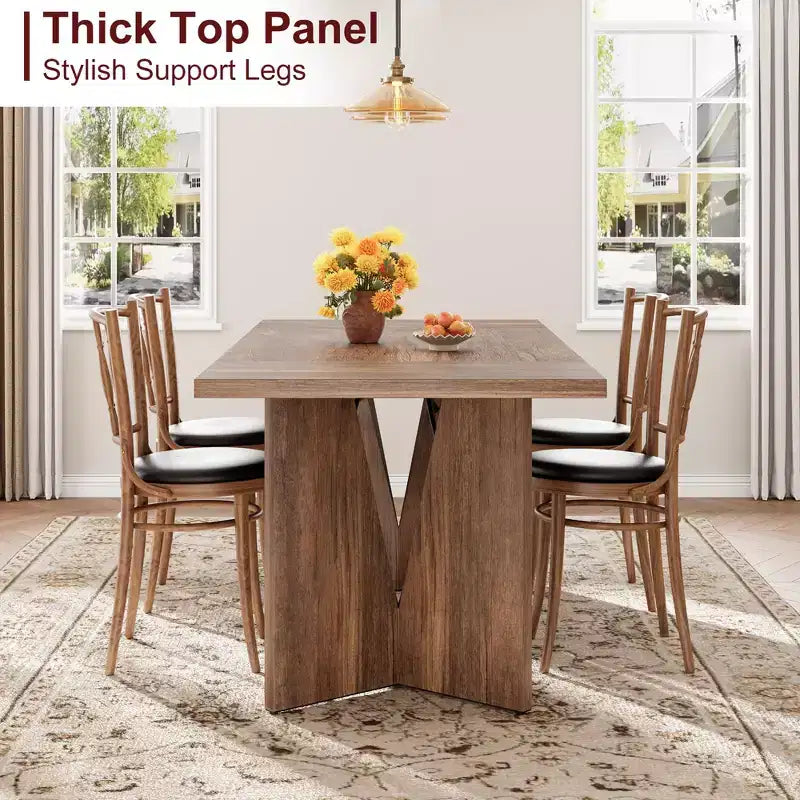 Table de salle à manger rectangulaire moderne en bois 70,9" pour 6 à 8 personnes, grande table de cuisine de style ferme