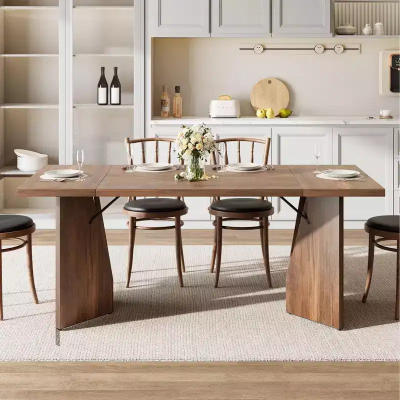 Table de salle à manger rectangulaire moderne en bois 70,9" pour 6 à 8 personnes, grande table de cuisine de style ferme