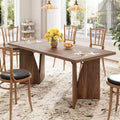 70.9 Wood Modern Rectangular Dining Table for 6-8, Large Farmhouse Kitchen Table with M-Shaped Metal Legs, Thickened Top and Sturdy Frame